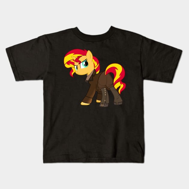 Sunset Shimmer as the War Doctor Kids T-Shirt by CloudyGlow